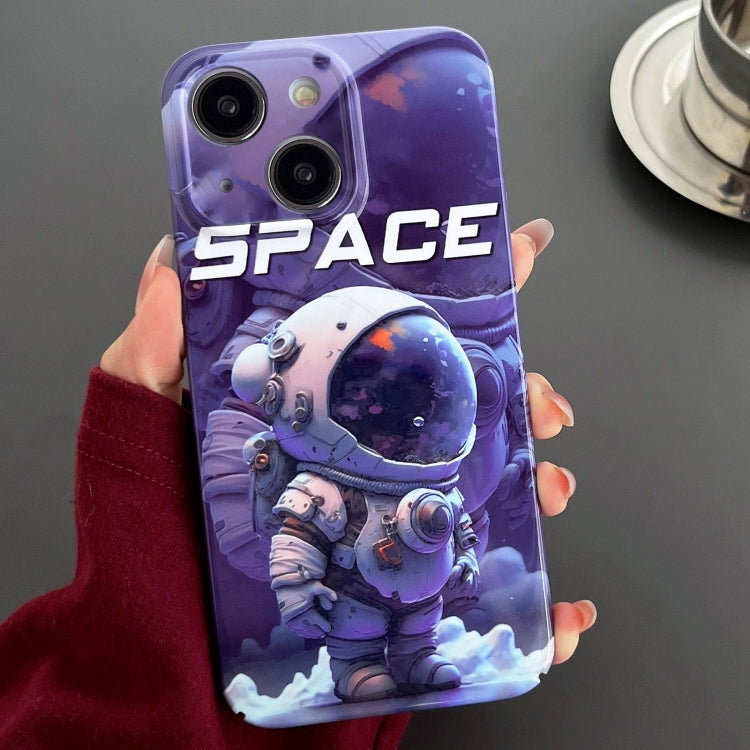 For iPhone 14 Plus Painted Pattern Precise Hole PC Phone Case(Purple Astronaut) - iPhone 14 Plus Cases by PMC TechLife | Online Shopping South Africa | PMC TechLife