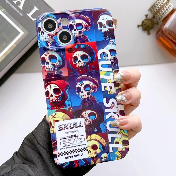 For iPhone 14 Plus Painted Pattern Precise Hole PC Phone Case(Cute Skull) - iPhone 14 Plus Cases by PMC TechLife | Online Shopping South Africa | PMC TechLife
