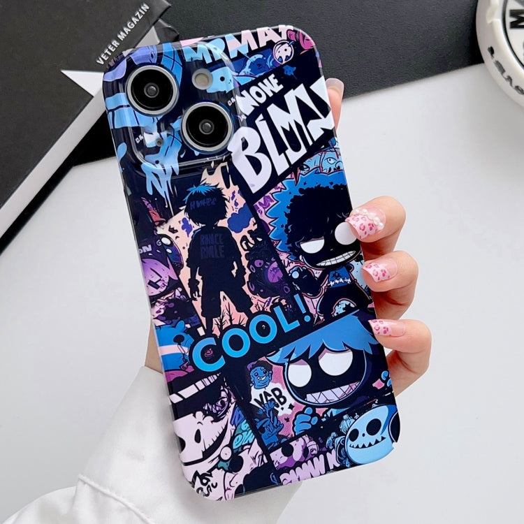For iPhone 14 Plus Painted Pattern Precise Hole PC Phone Case(Purple Comics) - free shipping - PMC TechLife - Order now!
