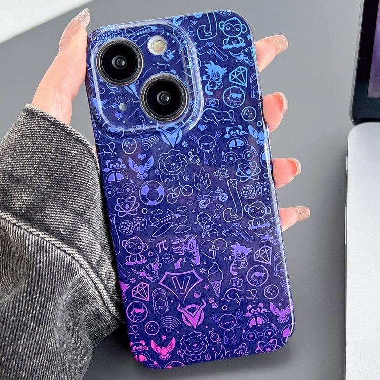 For iPhone 14 Painted Pattern Precise Hole PC Phone Case(Red Blue Graffiti) - iPhone 14 Cases by PMC TechLife | Online Shopping South Africa | PMC TechLife