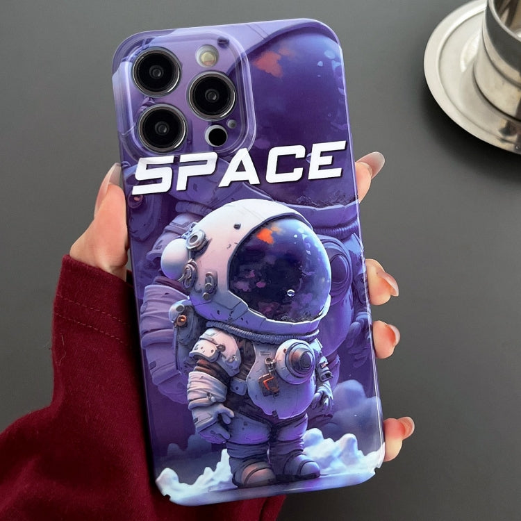 For iPhone 14 Pro Painted Pattern Precise Hole PC Phone Case(Purple Astronaut) - iPhone 14 Pro Cases by PMC TechLife | Online Shopping South Africa | PMC TechLife