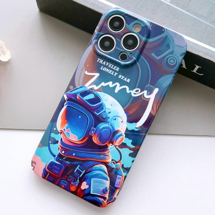 For iPhone 14 Pro Max Painted Pattern Precise Hole PC Phone Case(Blue Paint Astronaut) - iPhone 14 Pro Max Cases by PMC TechLife | Online Shopping South Africa | PMC TechLife