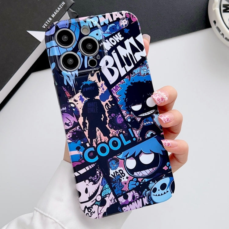 For iPhone 14 Pro Max Painted Pattern Precise Hole PC Phone Case(Purple Comics) - iPhone 14 Pro Max Cases by PMC TechLife | Online Shopping South Africa | PMC TechLife