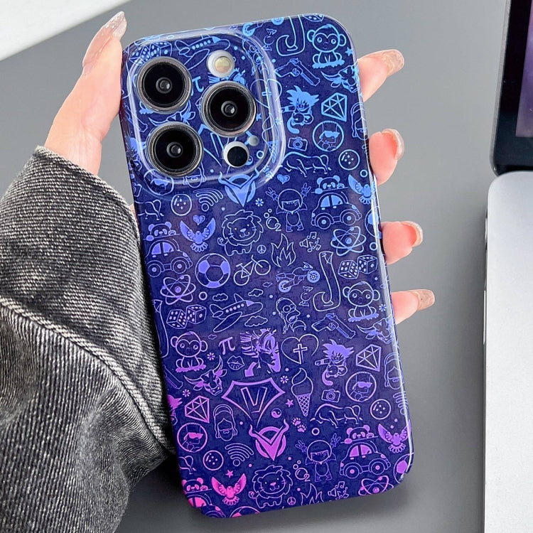 For iPhone 14 Pro Max Painted Pattern Precise Hole PC Phone Case(Red Blue Graffiti) - iPhone 14 Pro Max Cases by PMC TechLife | Online Shopping South Africa | PMC TechLife
