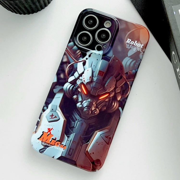 For iPhone 12 Pro Max Painted Pattern Precise Hole PC Phone Case(Orange Robot) - iPhone 12 Pro Max Cases by PMC TechLife | Online Shopping South Africa | PMC TechLife