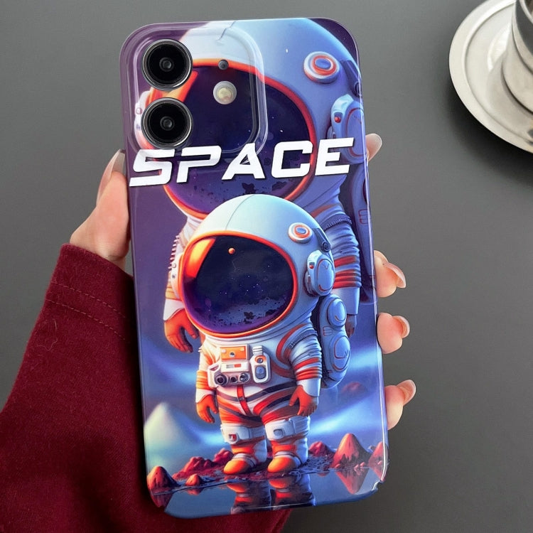 For iPhone 11 Painted Pattern Precise Hole PC Phone Case(Orange White Astronaut) - iPhone 11 Cases by PMC TechLife | Online Shopping South Africa | PMC TechLife