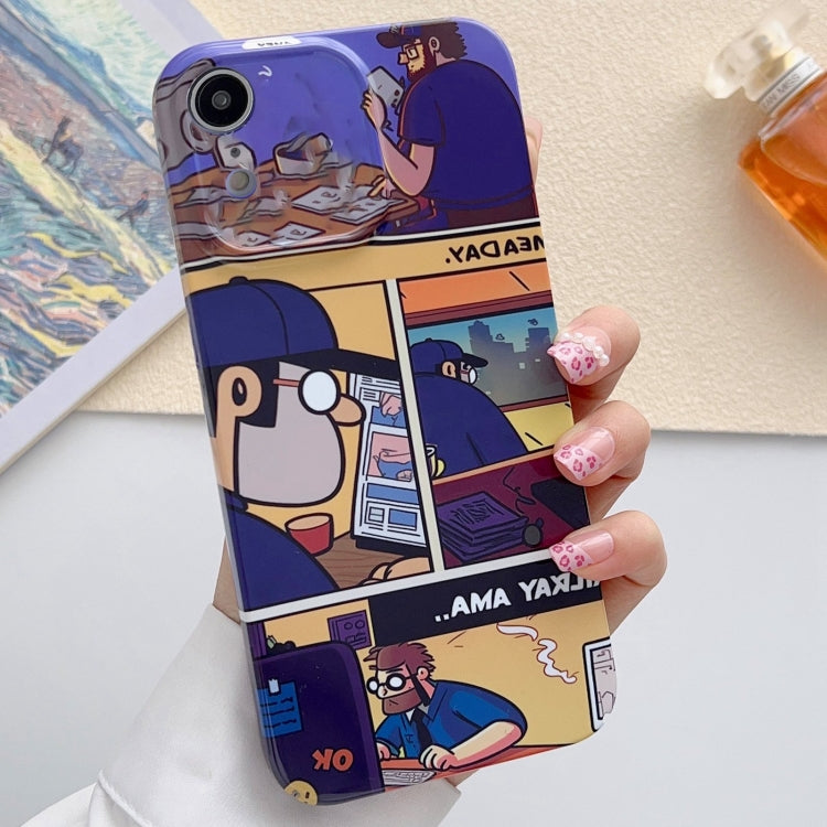 For iPhone XR Painted Pattern Precise Hole PC Phone Case(Working Comics) - More iPhone Cases by PMC TechLife | Online Shopping South Africa | PMC TechLife