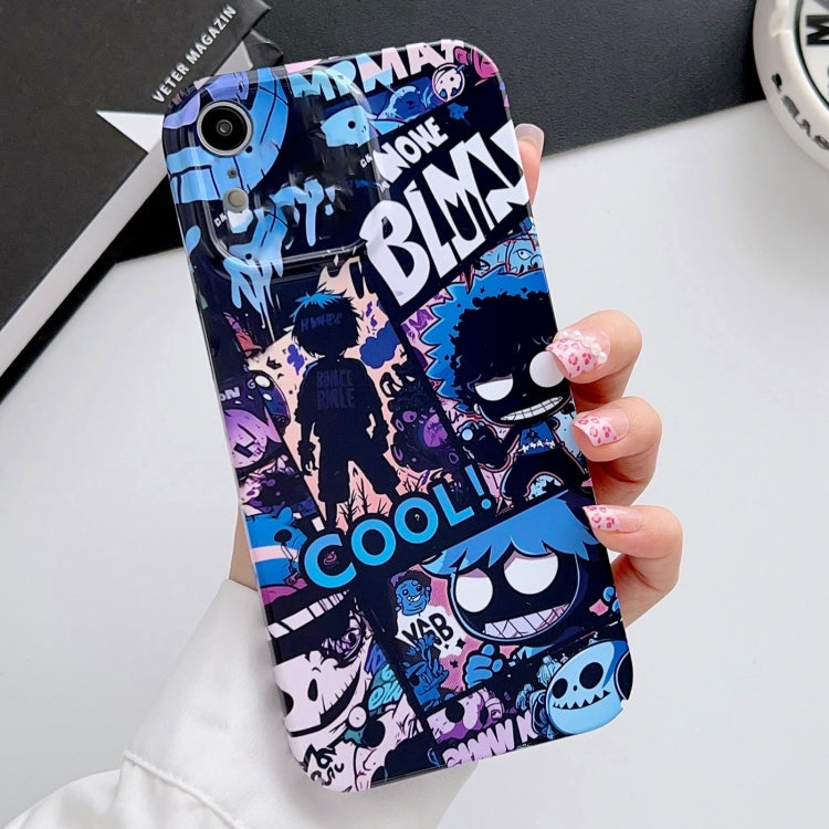 For iPhone XR Painted Pattern Precise Hole PC Phone Case(Purple Comics) - More iPhone Cases by PMC TechLife | Online Shopping South Africa | PMC TechLife