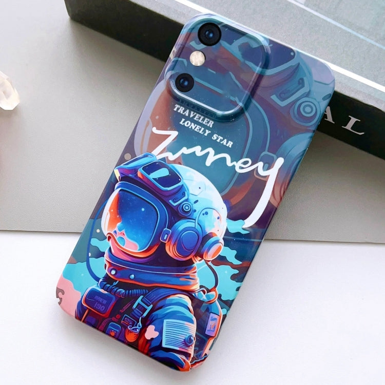 For iPhone XS Max Painted Pattern Precise Hole PC Phone Case(Blue Paint Astronaut) - More iPhone Cases by PMC Jewellery | Online Shopping South Africa | PMC Jewellery