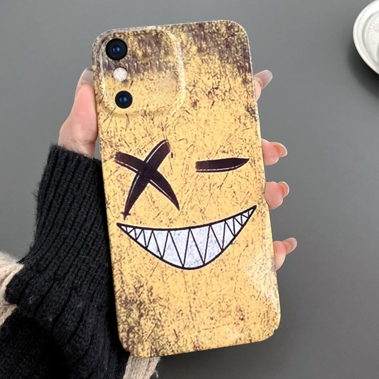 For iPhone XS Max Painted Pattern Precise Hole PC Phone Case(Yellow Background Smiling) - More iPhone Cases by PMC TechLife | Online Shopping South Africa | PMC TechLife
