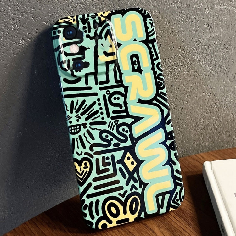 For iPhone XS Max Painted Pattern Precise Hole PC Phone Case(Green SCR) - More iPhone Cases by PMC TechLife | Online Shopping South Africa | PMC TechLife