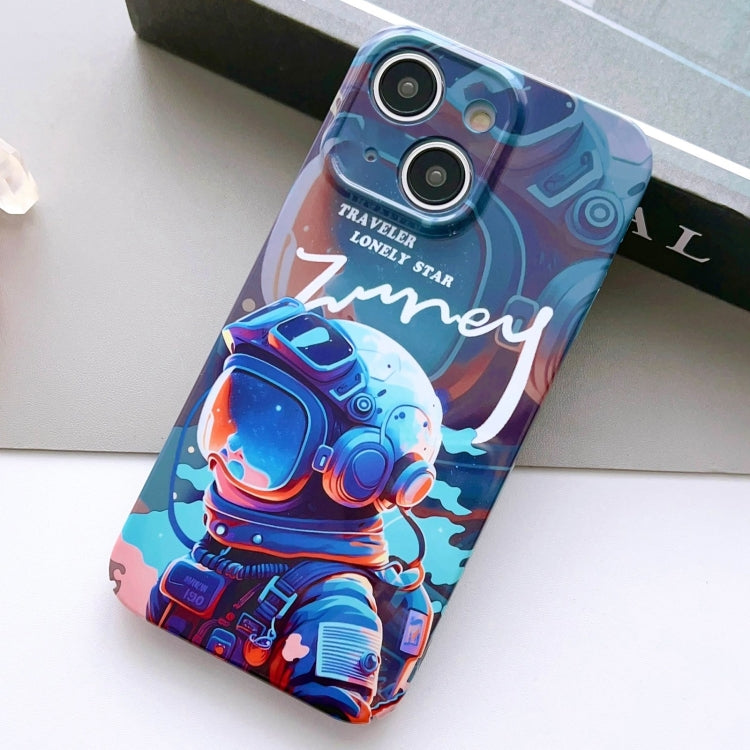 For iPhone 15 Plus Painted Pattern Precise Hole PC Phone Case(Blue Paint Astronaut) - free shipping - PMC TechLife - Order now!