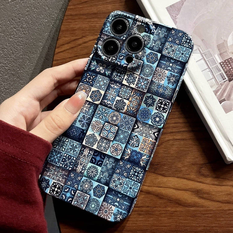 For iPhone 15 Pro Painted Pattern Precise Hole PC Phone Case(Green Plaid) - iPhone 15 Pro Cases by PMC TechLife | Online Shopping South Africa | PMC TechLife