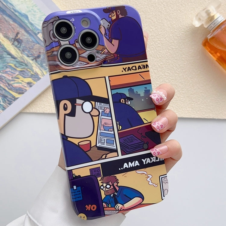 For iPhone 15 Pro Painted Pattern Precise Hole PC Phone Case(Working Comics) - free shipping - PMC TechLife - Order now!