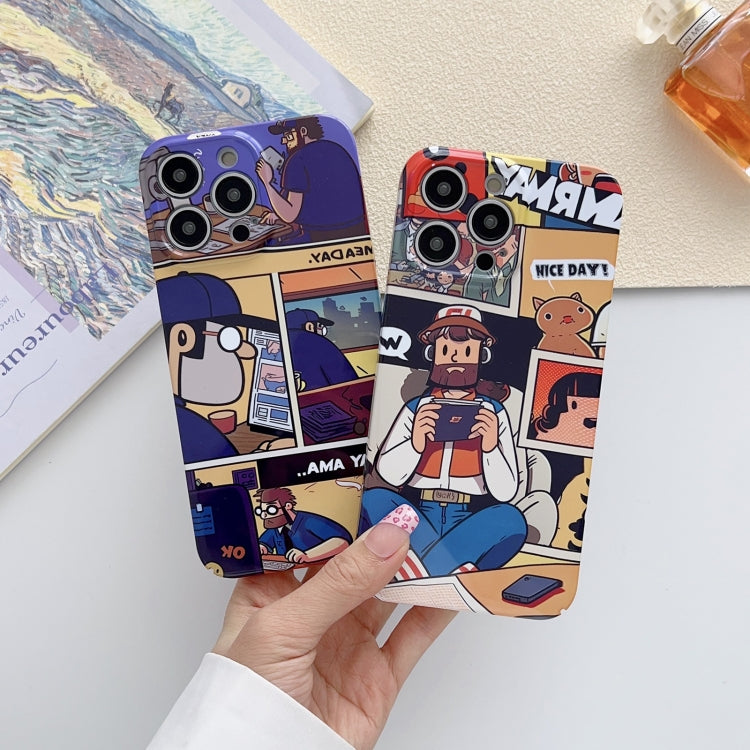 For iPhone 15 Pro Max Painted Pattern Precise Hole PC Phone Case(Orange White Astronaut) - iPhone 15 Pro Max Cases by PMC Jewellery | Online Shopping South Africa | PMC Jewellery