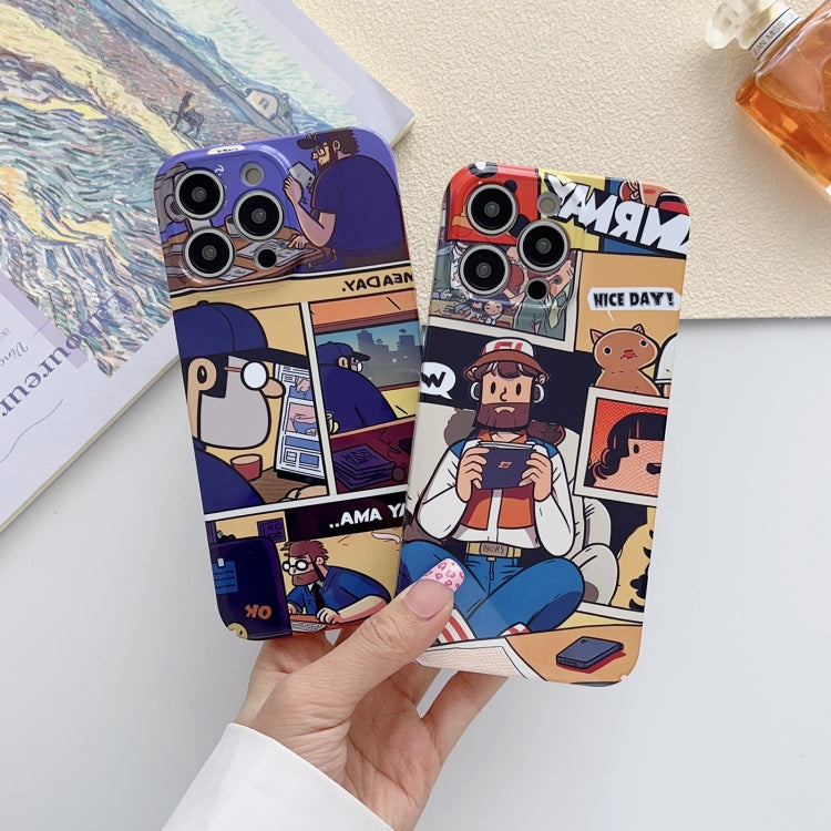 For iPhone 8 Plus / 7 Plus Painted Pattern Precise Hole PC Phone Case(Orange White Astronaut) - More iPhone Cases by PMC TechLife | Online Shopping South Africa | PMC TechLife