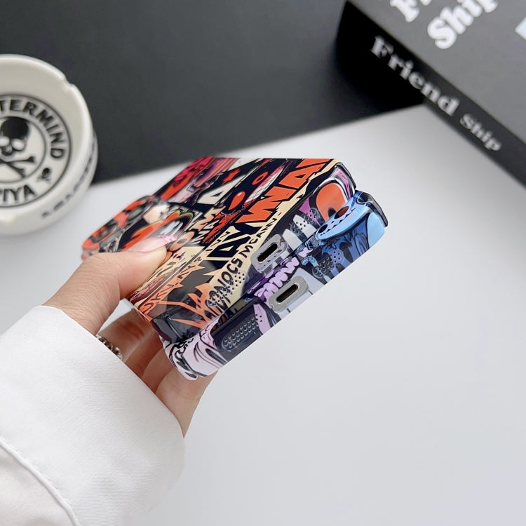 For iPhone 15 Pro Painted Pattern Precise Hole PC Phone Case(Blue Purple Graffiti) - free shipping - PMC TechLife - Order now!
