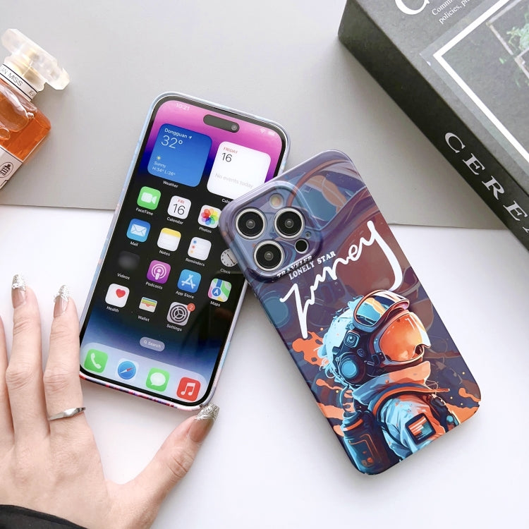 For iPhone 11 Pro Max Painted Pattern Precise Hole PC Phone Case(Orange White Astronaut) - iPhone 11 Pro Max Cases by PMC Jewellery | Online Shopping South Africa | PMC Jewellery