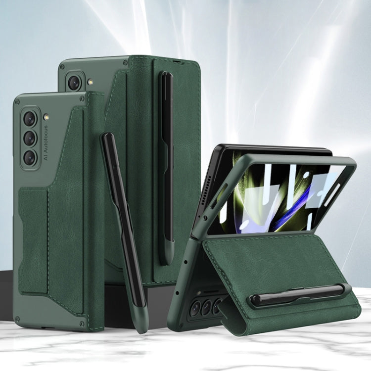 For Samsung Galaxy Z Fold5 5G GKK Screen Tempered Glass Film Armor Flip Leather Case with Pen Slot(Green) - Galaxy Z Fold5 Cases by GKK | Online Shopping South Africa | PMC Jewellery | Buy Now Pay Later Mobicred