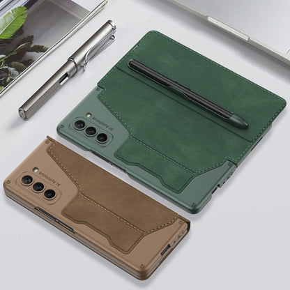 For Samsung Galaxy Z Fold5 5G GKK Screen Tempered Glass Film Armor Flip Leather Case with Pen Slot(Green) - Galaxy Z Fold5 Cases by GKK | Online Shopping South Africa | PMC Jewellery | Buy Now Pay Later Mobicred