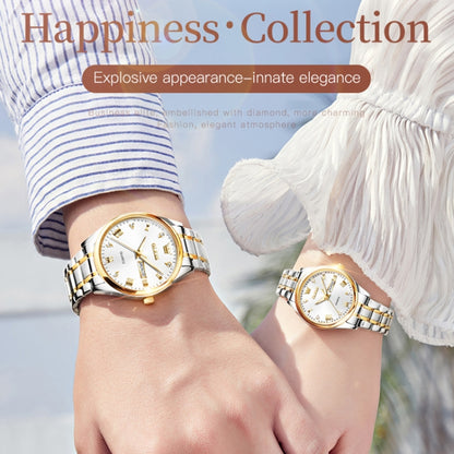 1pair OLEVS 5563 Couple Luminous Waterproof Quartz Watch(White + Gold) - Couple Watches by OLEVS | Online Shopping South Africa | PMC Jewellery | Buy Now Pay Later Mobicred