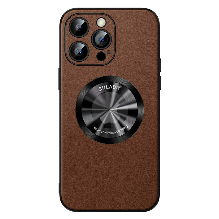 For iPhone 14 Pro SULADA Microfiber Leather MagSafe Magnetic Phone Case(Brown) - iPhone 14 Pro Cases by SULADA | Online Shopping South Africa | PMC TechLife | Buy Now Pay Later Mobicred