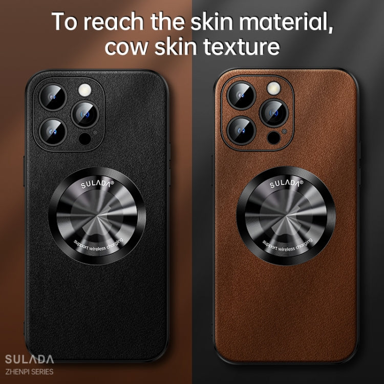 For iPhone 14 Pro SULADA Microfiber Leather MagSafe Magnetic Phone Case(Brown) - iPhone 14 Pro Cases by SULADA | Online Shopping South Africa | PMC TechLife | Buy Now Pay Later Mobicred