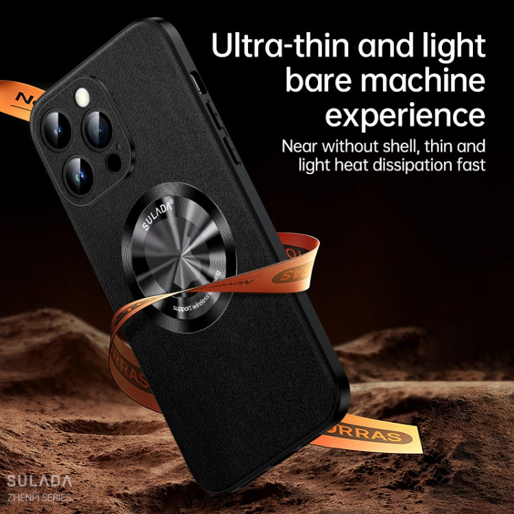 For iPhone 14 SULADA Microfiber Leather MagSafe Magnetic Phone Case(Black) - iPhone 14 Cases by SULADA | Online Shopping South Africa | PMC TechLife | Buy Now Pay Later Mobicred