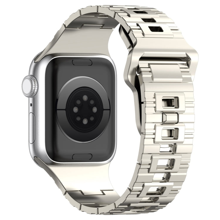 For Apple Watch SE 2023 44mm Square Buckle Armor Style Silicone Watch Band(Plating Silver) - Watch Bands by PMC TechLife | Online Shopping South Africa | PMC TechLife