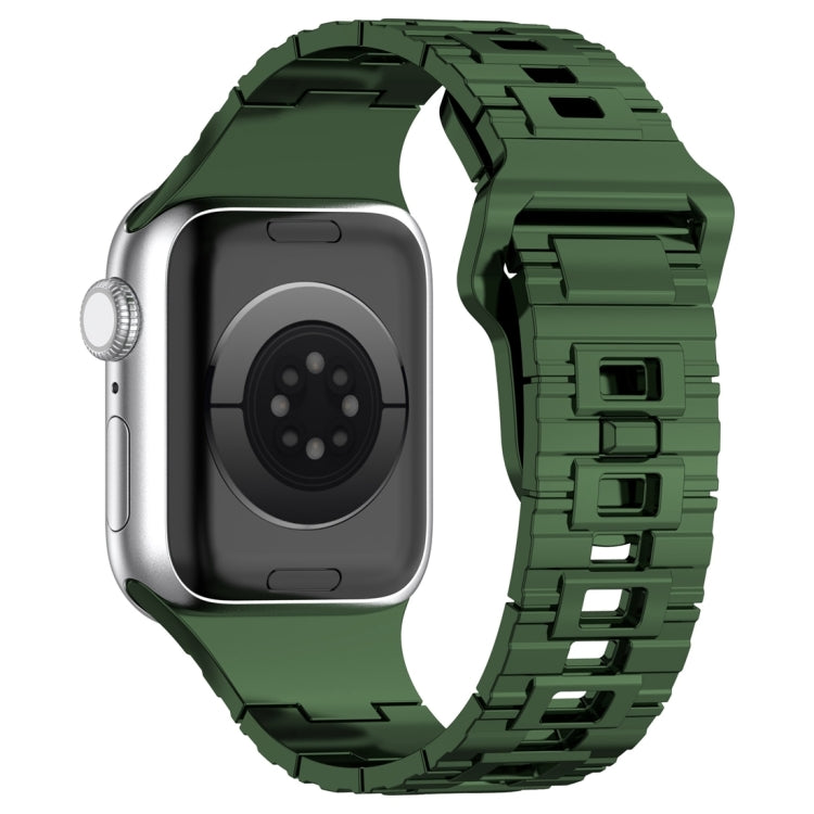 For Apple Watch 9 45mm Square Buckle Armor Style Silicone Watch Band(Plating Green) - Watch Bands by PMC TechLife | Online Shopping South Africa | PMC TechLife