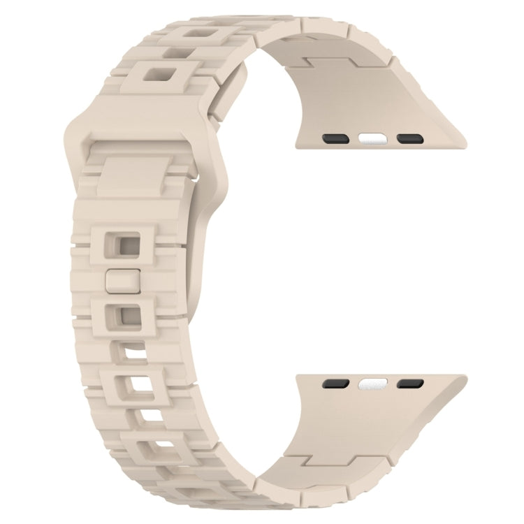 For Apple Watch 9 45mm Square Buckle Armor Style Silicone Watch Band(Ivory White) - Watch Bands by PMC TechLife | Online Shopping South Africa | PMC TechLife