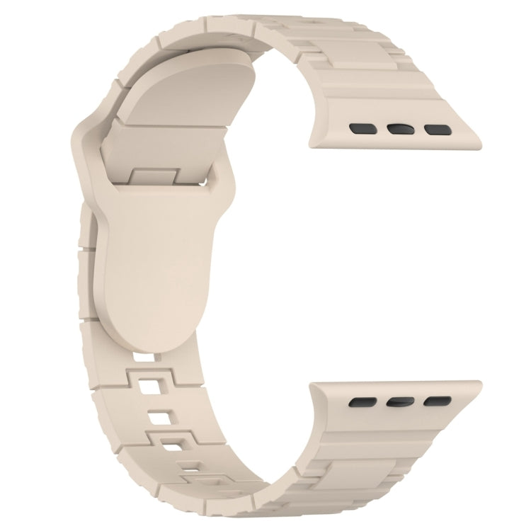 For Apple Watch 9 45mm Square Buckle Armor Style Silicone Watch Band(Ivory White) - Watch Bands by PMC TechLife | Online Shopping South Africa | PMC TechLife