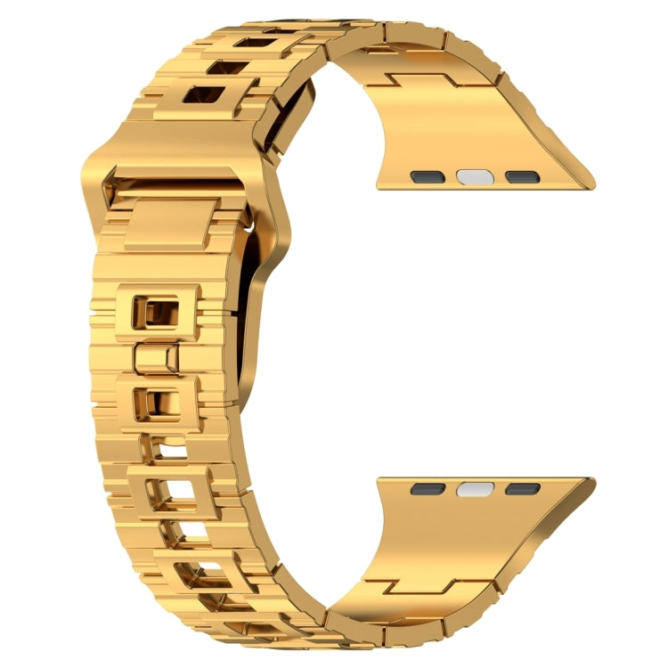 For Apple Watch 9 41mm Square Buckle Armor Style Silicone Watch Band(Plating Gold) - Watch Bands by PMC TechLife | Online Shopping South Africa | PMC TechLife
