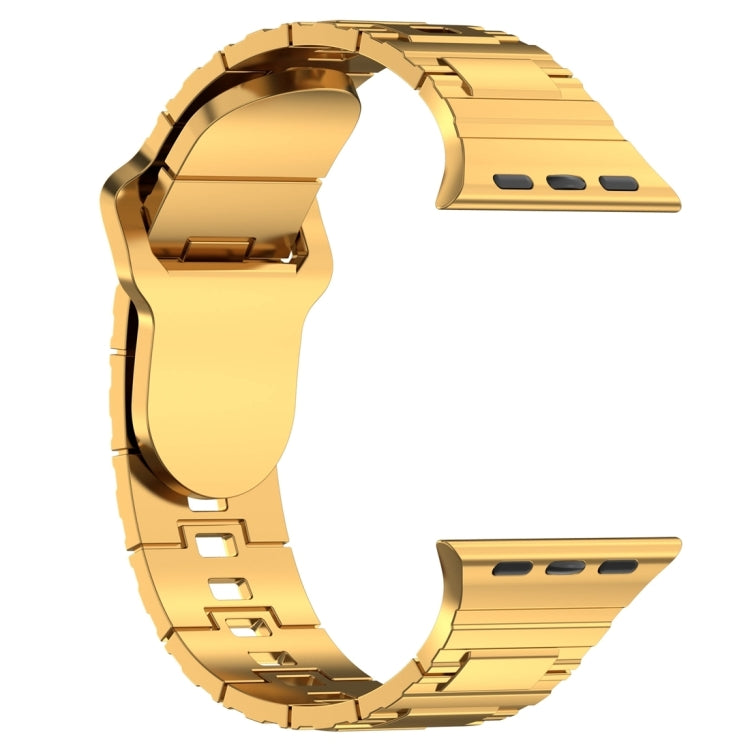 For Apple Watch 9 41mm Square Buckle Armor Style Silicone Watch Band(Plating Gold) - Watch Bands by PMC TechLife | Online Shopping South Africa | PMC TechLife
