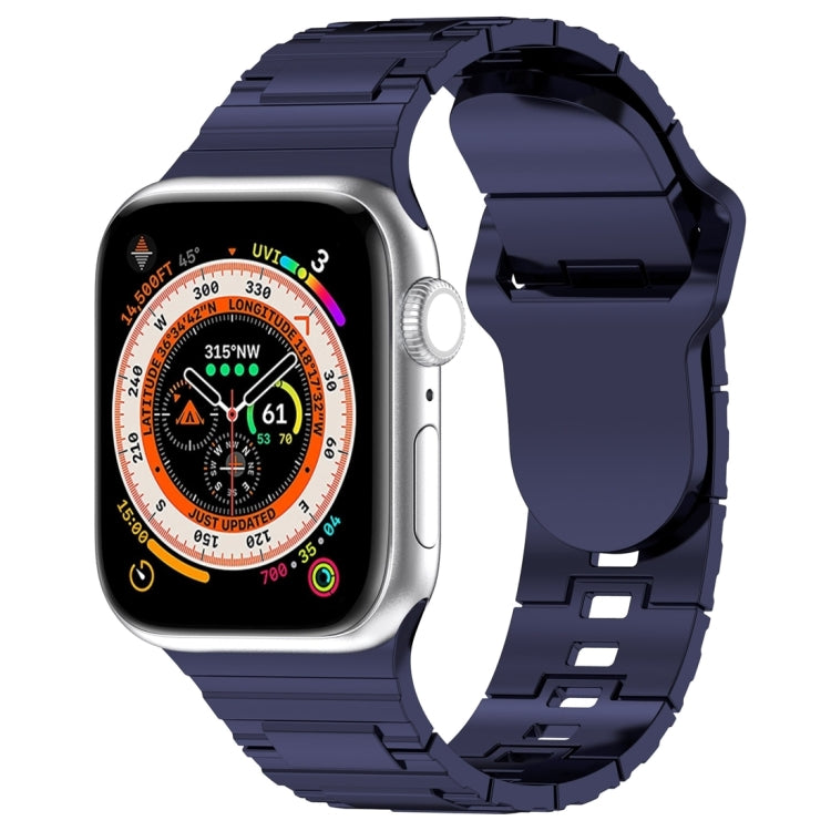 For Apple Watch 9 41mm Square Buckle Armor Style Silicone Watch Band(Plating Blue) - Watch Bands by PMC TechLife | Online Shopping South Africa | PMC TechLife