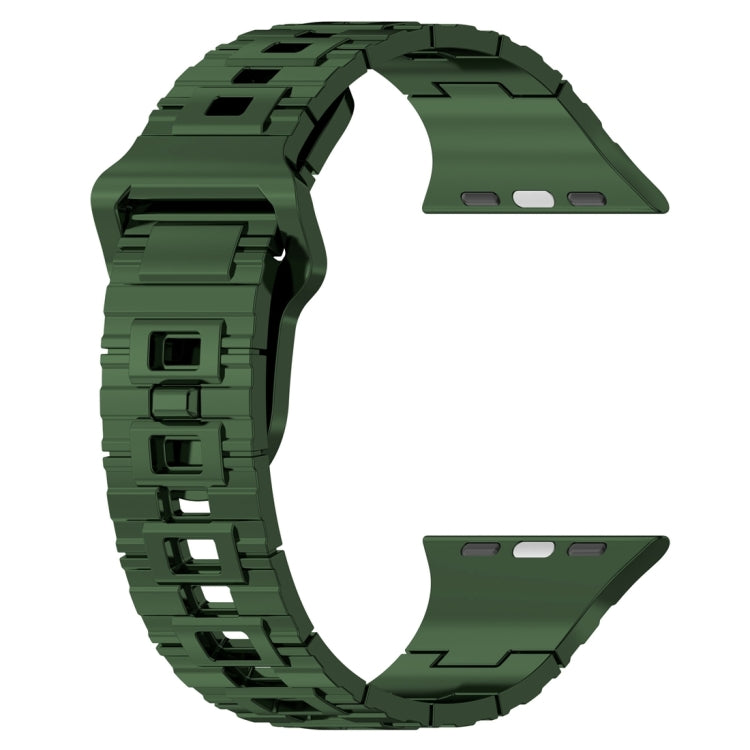 For Apple Watch 9 41mm Square Buckle Armor Style Silicone Watch Band(Plating Green) - Watch Bands by PMC TechLife | Online Shopping South Africa | PMC TechLife