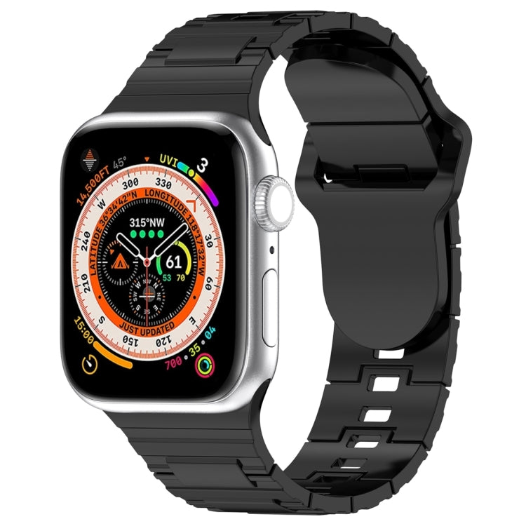 For Apple Watch 9 41mm Square Buckle Armor Style Silicone Watch Band(Plating Titanium Black) - Watch Bands by PMC TechLife | Online Shopping South Africa | PMC TechLife