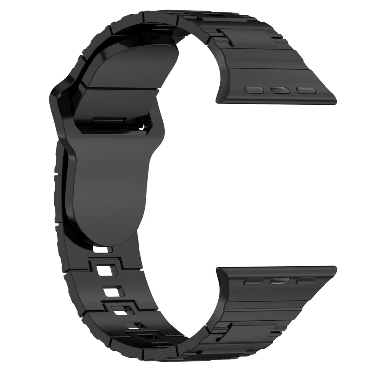 For Apple Watch 9 41mm Square Buckle Armor Style Silicone Watch Band(Plating Titanium Black) - Watch Bands by PMC TechLife | Online Shopping South Africa | PMC TechLife