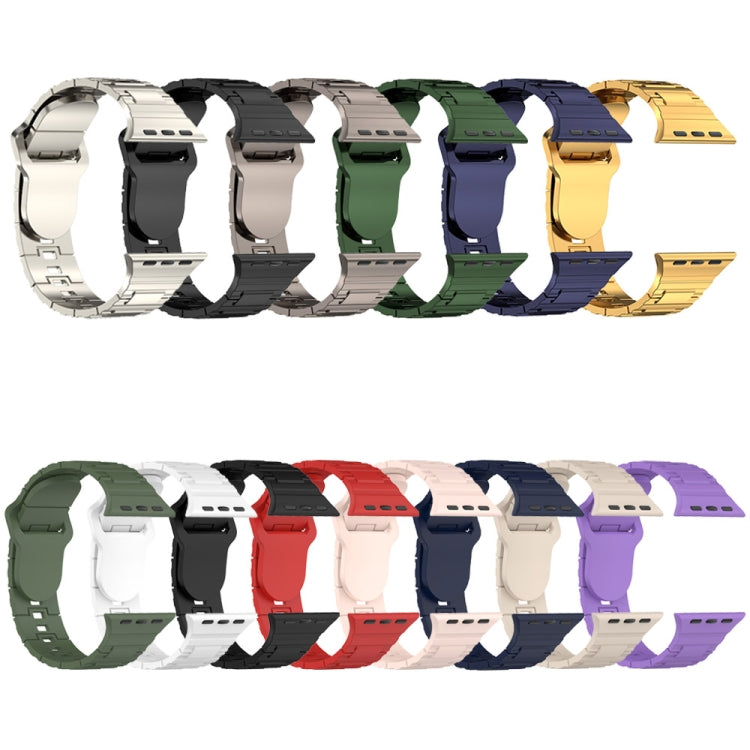 For Apple Watch 9 41mm Square Buckle Armor Style Silicone Watch Band(Plating Gold) - Watch Bands by PMC TechLife | Online Shopping South Africa | PMC TechLife