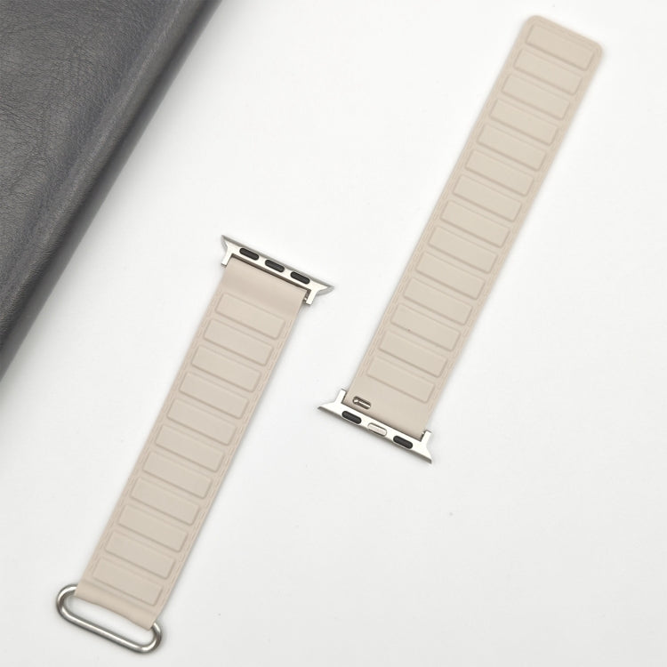 For Apple Watch 9 45mm Reverse Buckle Magnetic Silicone Watch Band(Silver Buckle Starlight) - Watch Bands by PMC TechLife | Online Shopping South Africa | PMC TechLife