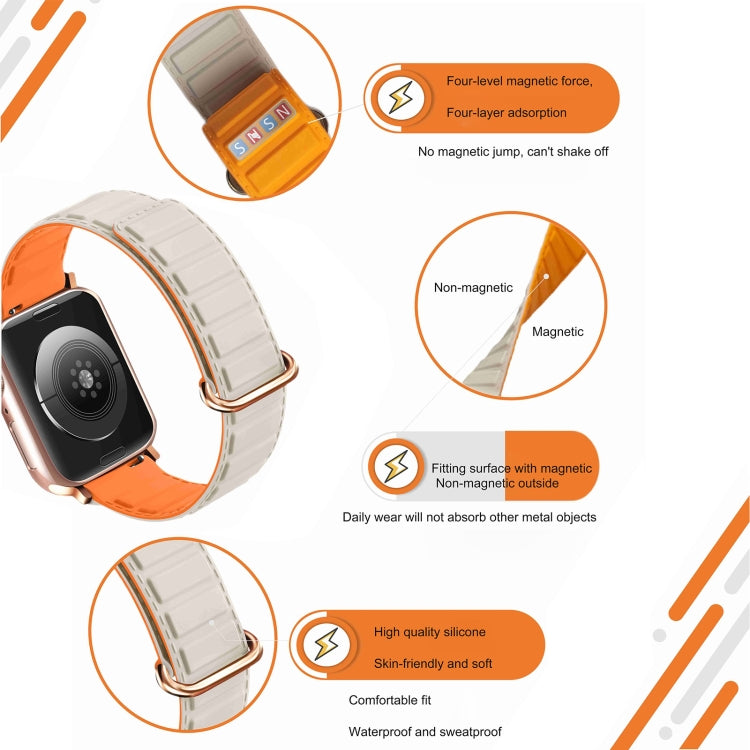 For Apple Watch 9 45mm Reverse Buckle Magnetic Silicone Watch Band(Silver Buckle Starlight) - Watch Bands by PMC TechLife | Online Shopping South Africa | PMC TechLife