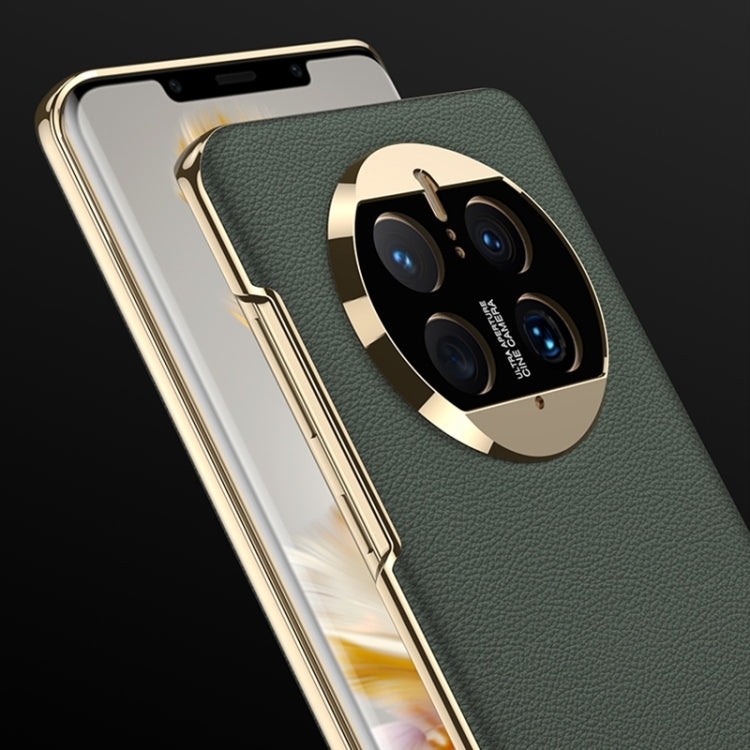 For Huawei Mate 50 Pro GKK Electroplating Leather Surface Phone Case(Yellow) - Huawei Cases by GKK | Online Shopping South Africa | PMC TechLife
