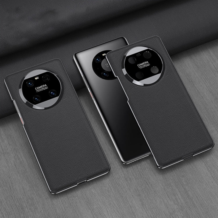 For Huawei Mate 40 GKK Electroplating Leather Surface Phone Case(Black) - Huawei Cases by GKK | Online Shopping South Africa | PMC TechLife