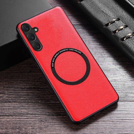 For Samsung Galaxy A35 MagSafe Magnetic PU Phone Case(Red) - Galaxy Phone Cases by PMC Jewellery | Online Shopping South Africa | PMC Jewellery