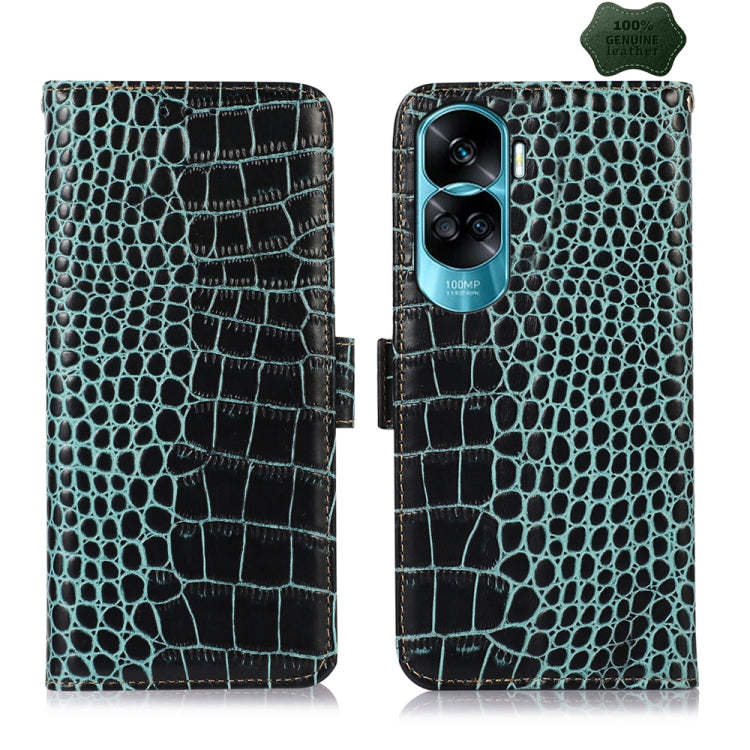 For Honor 90 Lite 5G / X50i Crocodile Top Layer Cowhide Leather Phone Case(Green) - free shipping - PMC TechLife - Order now!