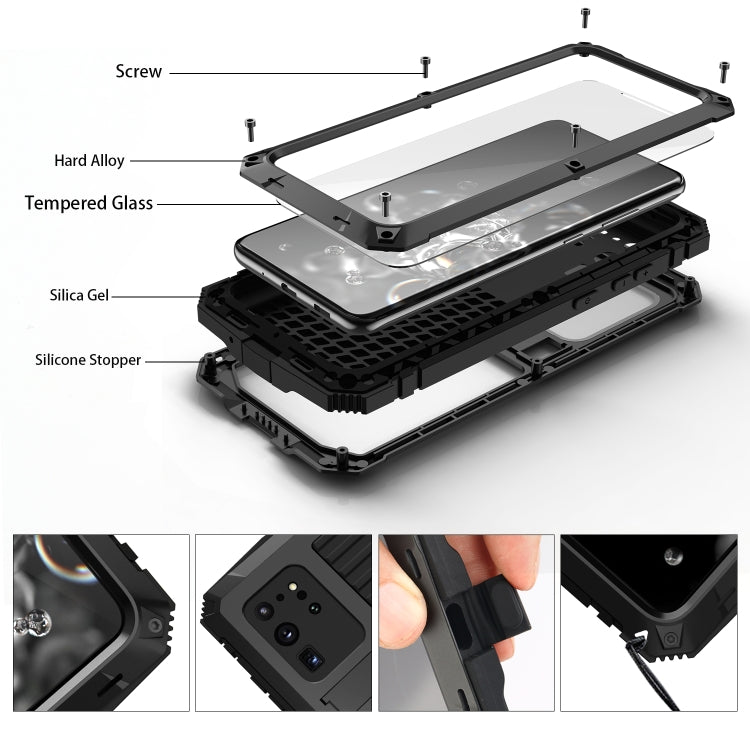 For Samsung Galaxy S20 Ultra R-JUST Waterproof Shockproof Dustproof Metal + Silicone Protective Case(Black) - Galaxy Phone Cases by R-JUST | Online Shopping South Africa | PMC TechLife | Buy Now Pay Later Mobicred