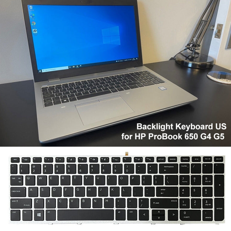 For HP ProBook 650 G4 Silver Frame US Version Laptop Backlight Keyboard - HP Spare Parts by PMC Jewellery | Online Shopping South Africa | PMC Jewellery