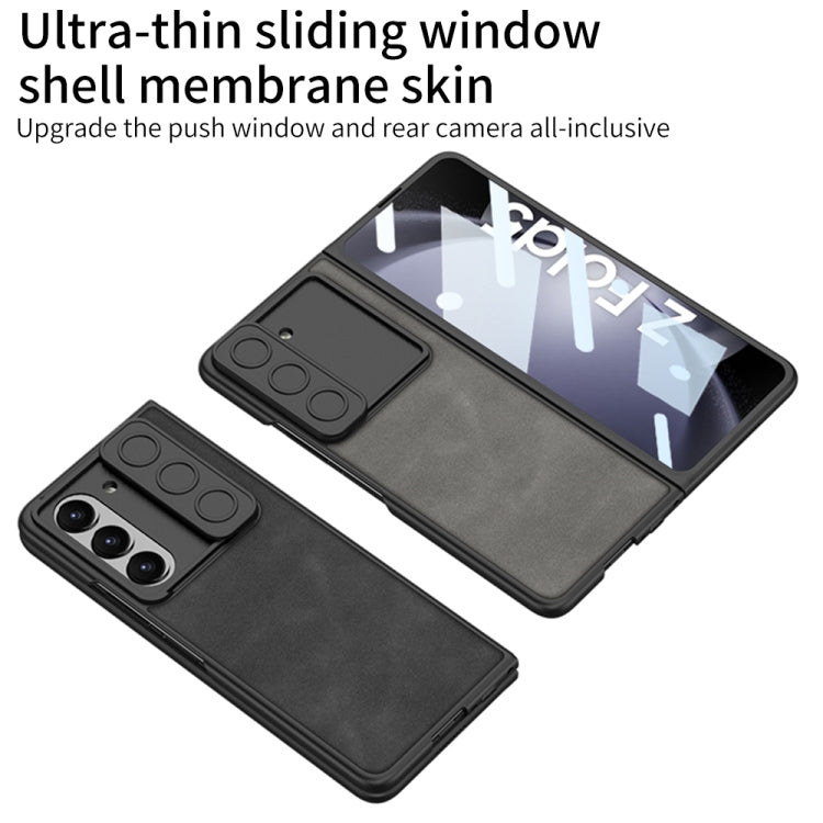 For Samsung Galaxy Z Fold5 GKK Integrated Ultra-thin Sliding Camshield Plain Leather Phone Case(Grey) - Galaxy Z Fold5 Cases by GKK | Online Shopping South Africa | PMC Jewellery