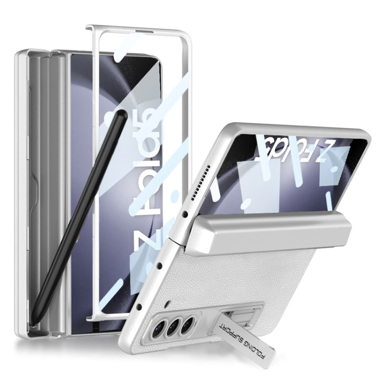For Samsung Galaxy Z Fold5 GKK Magnetic Flip Plain Leather Phone Case with Pen Box(Silver) - free shipping - PMC TechLife - Order now!