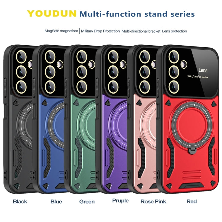For Samsung Galaxy A14 5G Large Window MagSafe Holder Phone Case(Purple) - Galaxy Phone Cases by PMC TechLife | Online Shopping South Africa | PMC TechLife